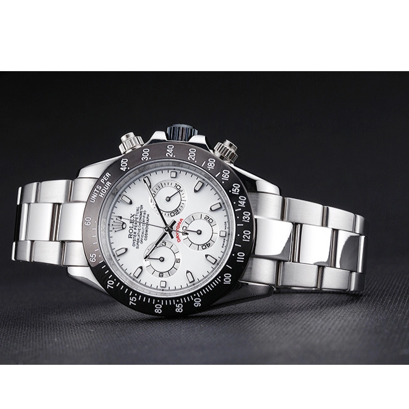 AAA replica watch Enameled Dial Rolex Black White Daytona Stainless Steel 0514